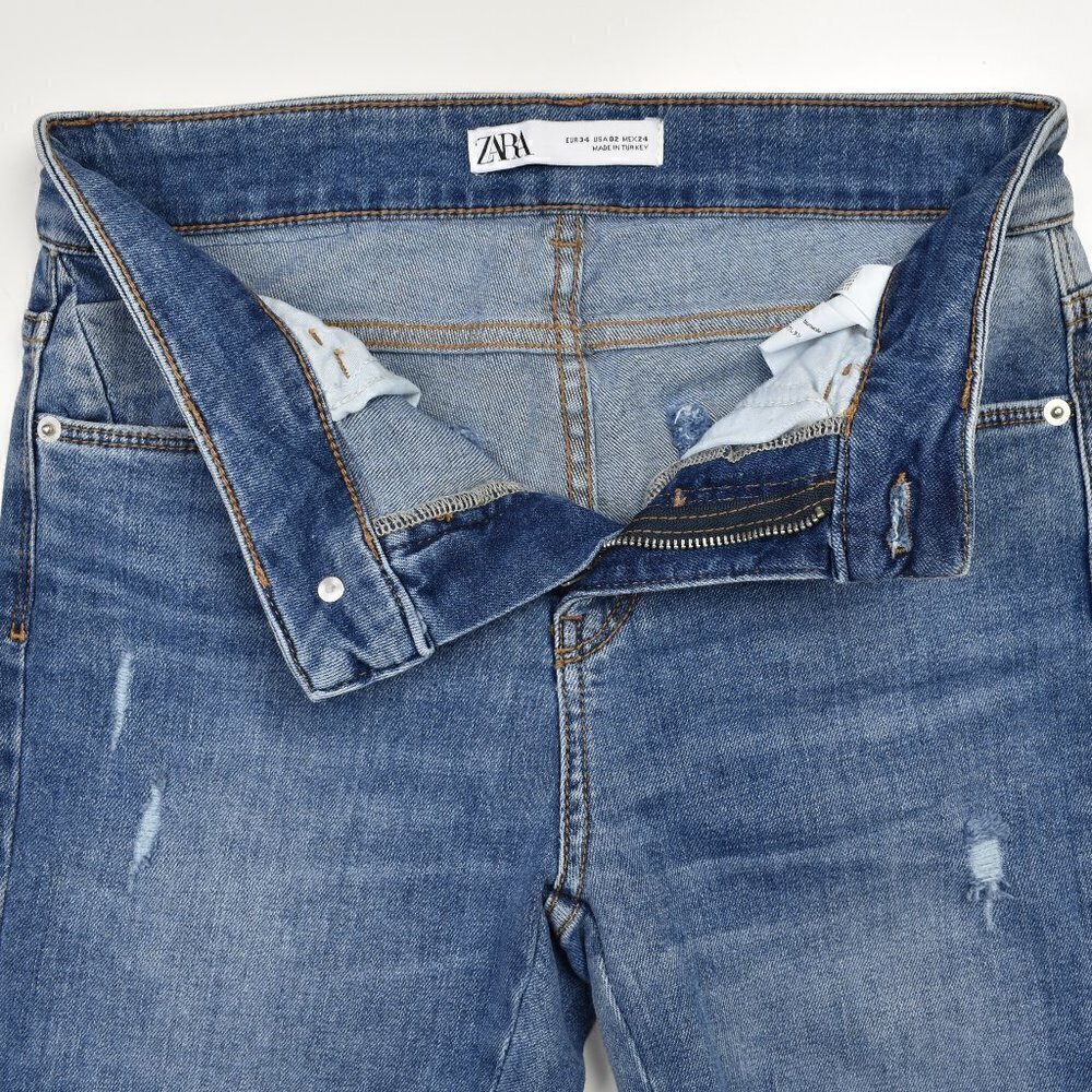 Zara Mid Rise Distressed Skinny Jeans - Picture 5 of 6